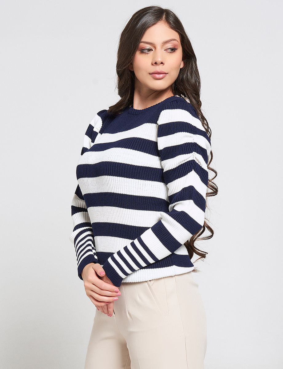Sweater a Rayas Azul/Blanco