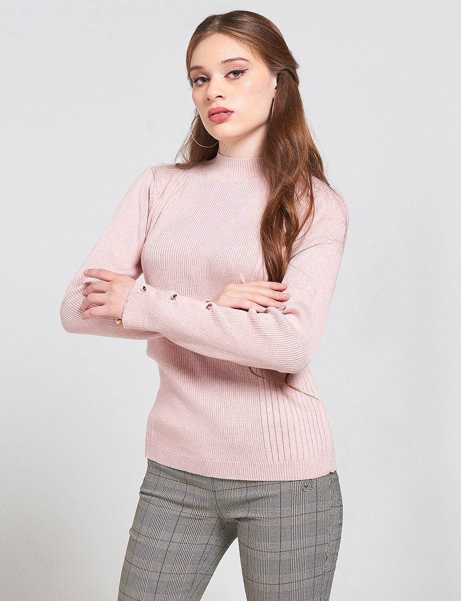 Sweater Cuello Alto Rosa