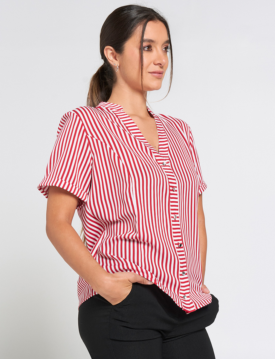 Blusa a Rayas Manga Corta