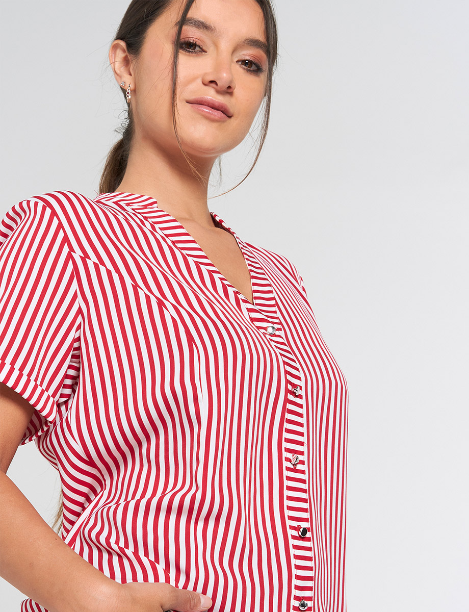 Blusa a Rayas Manga Corta