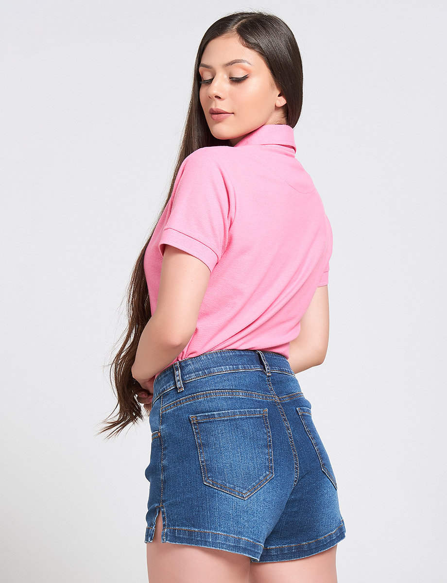 Polo Manga Corta Fucsia