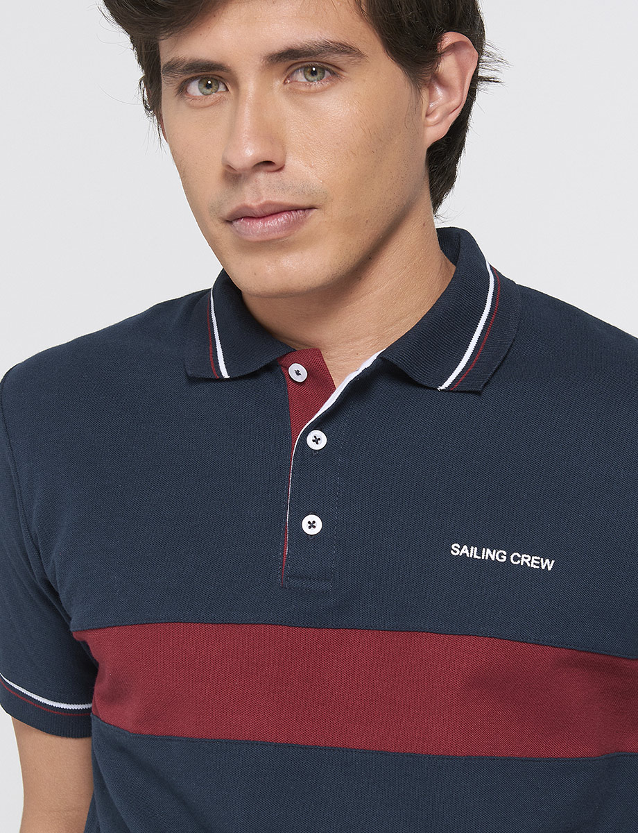 Polo Bloques de color Vino/Azul