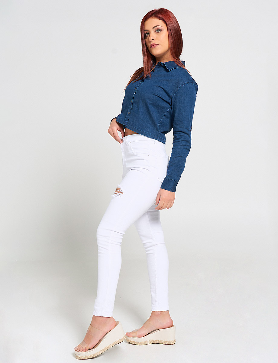 Jean Skinny con Rotos Blanco