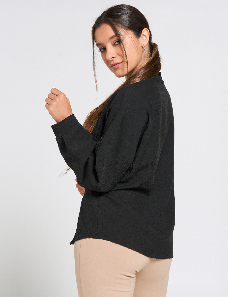 Blusa Camisera Unicolor Manga Larga