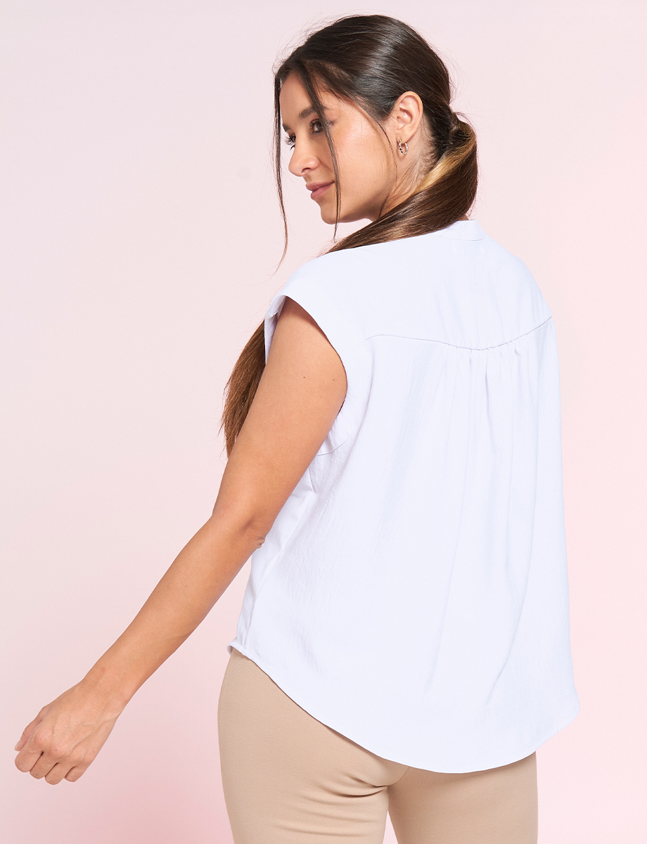 Blusa Camisera Manga Corta con Botones