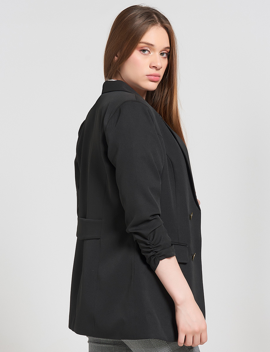 Blazer Largo con Botones Negro