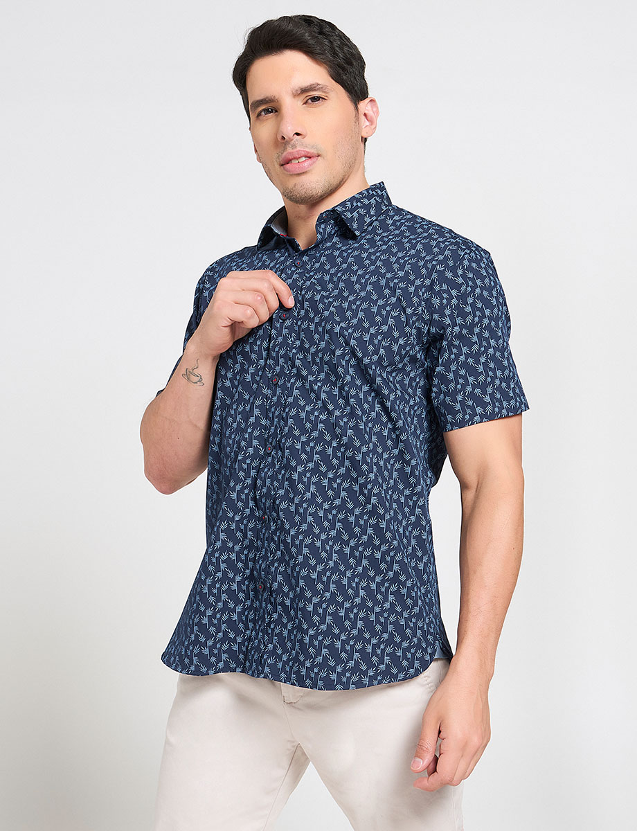 Camisa Hojas Manga Corta