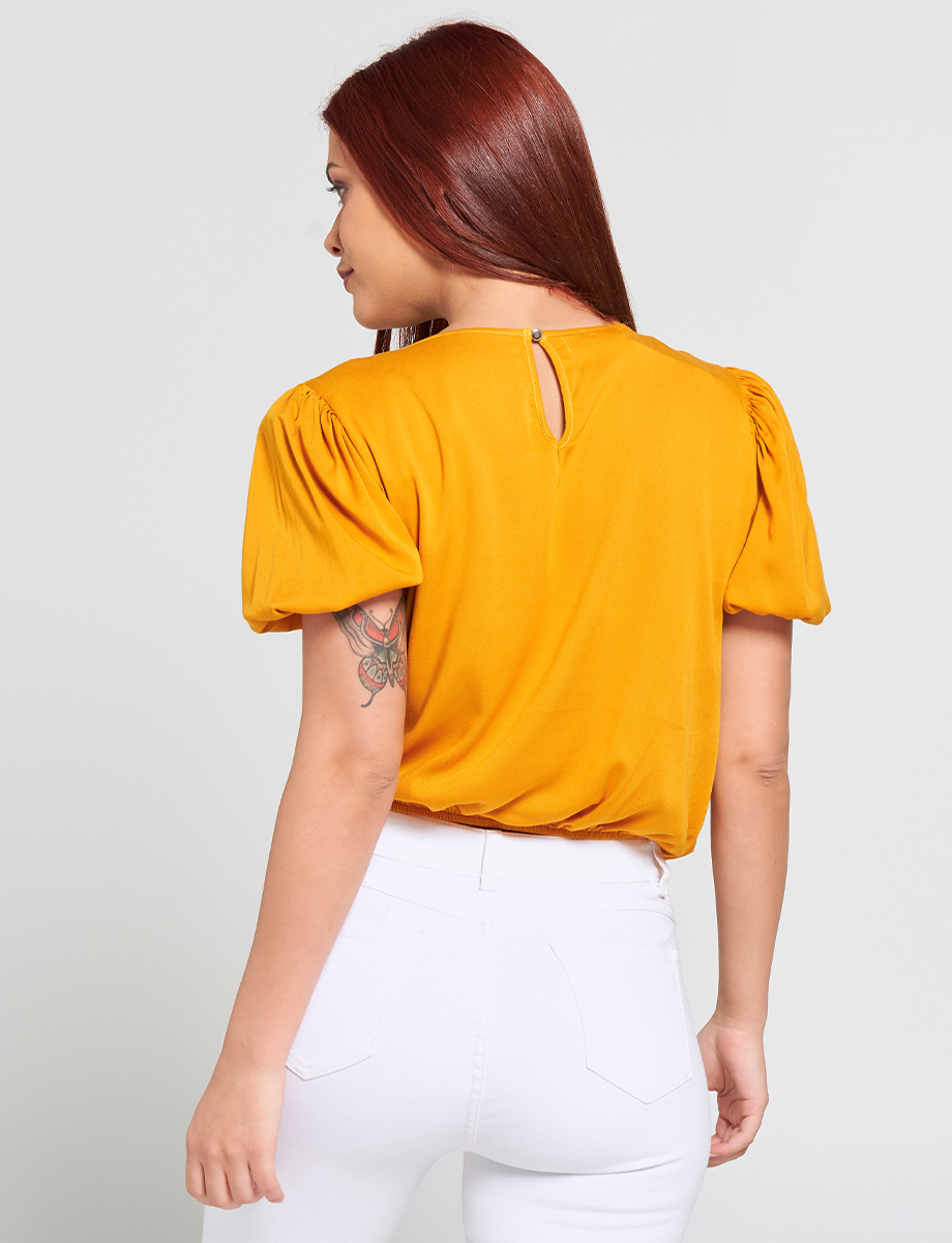 Blusa Manga Bombacha Mostaza