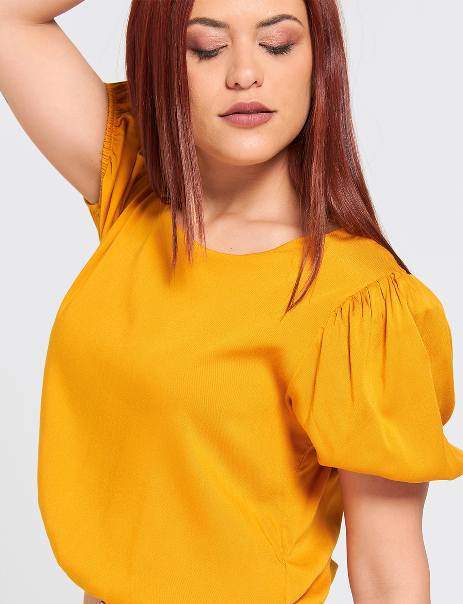 Blusa Manga Bombacha Mostaza