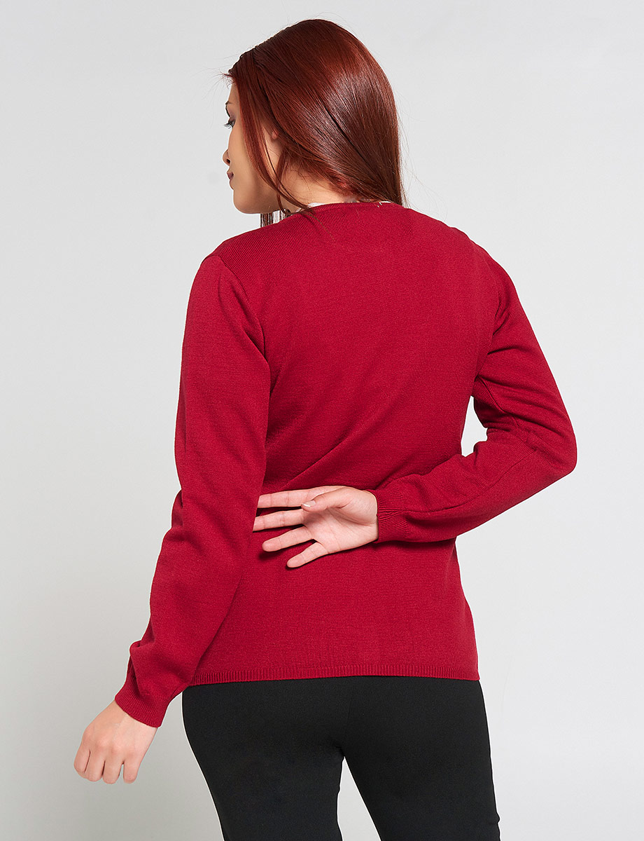 Sweater con Botones Rojo