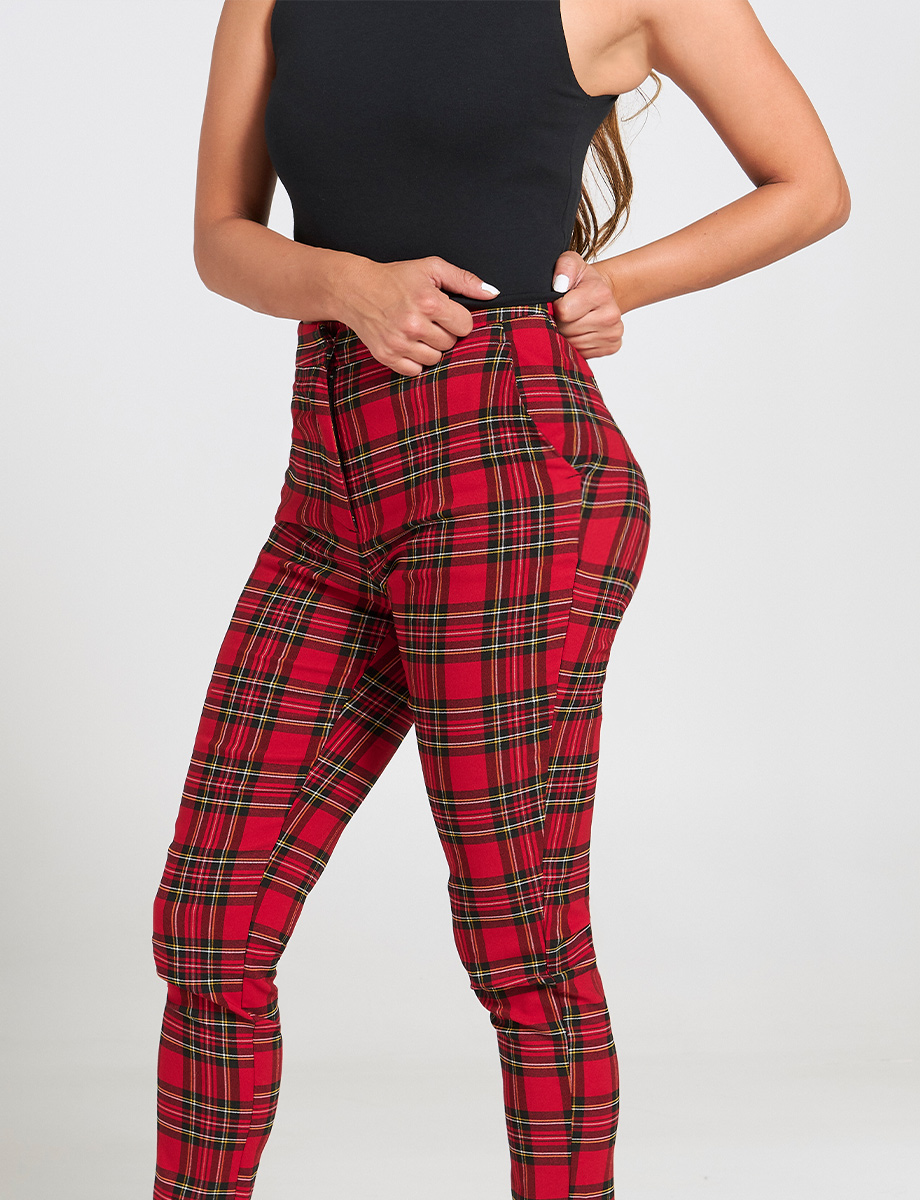 Pantalón Casual a Cuadros Rojo