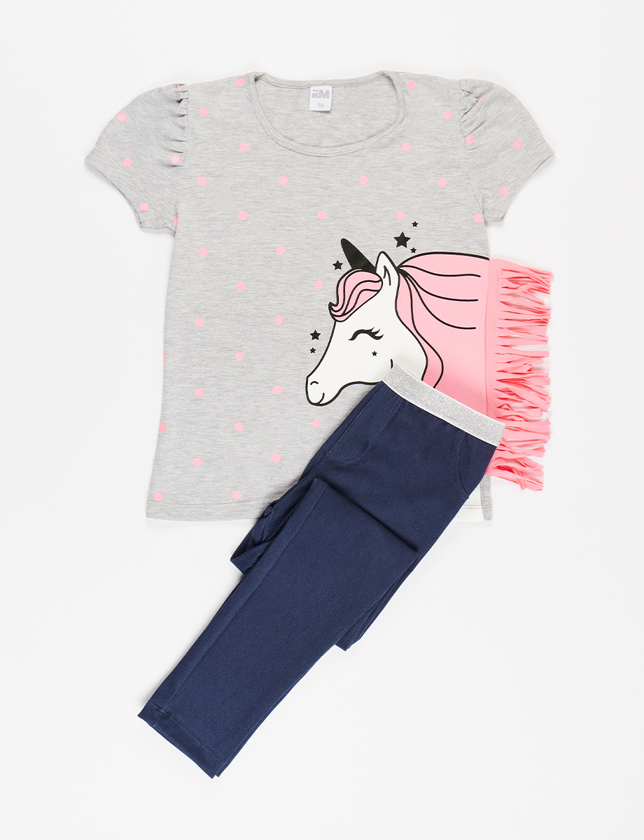 Conjunto esc Camiseta + Legging Unicornio