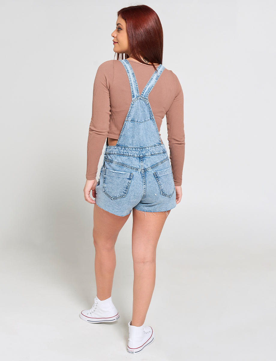 Overol Corto Denim con Rotos