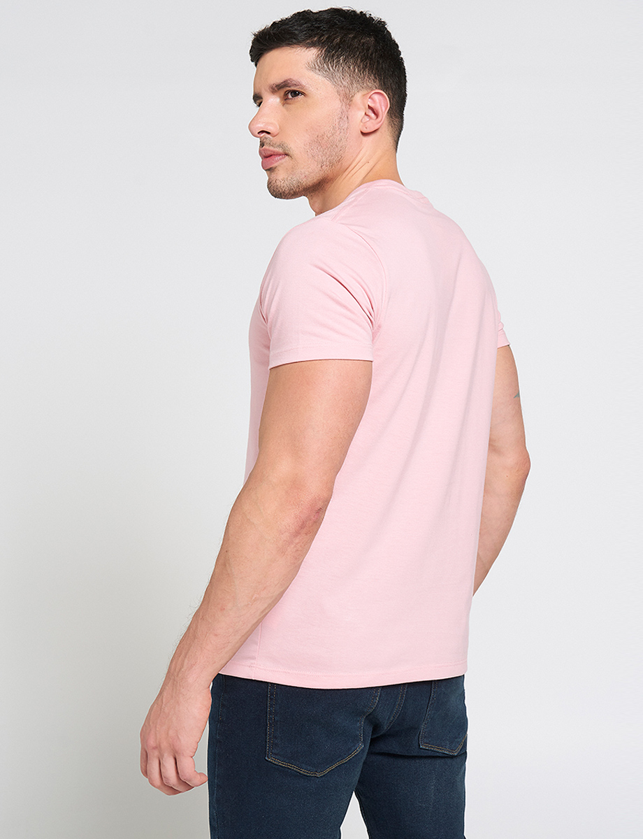 Camiseta Estampado Localizado Rosada