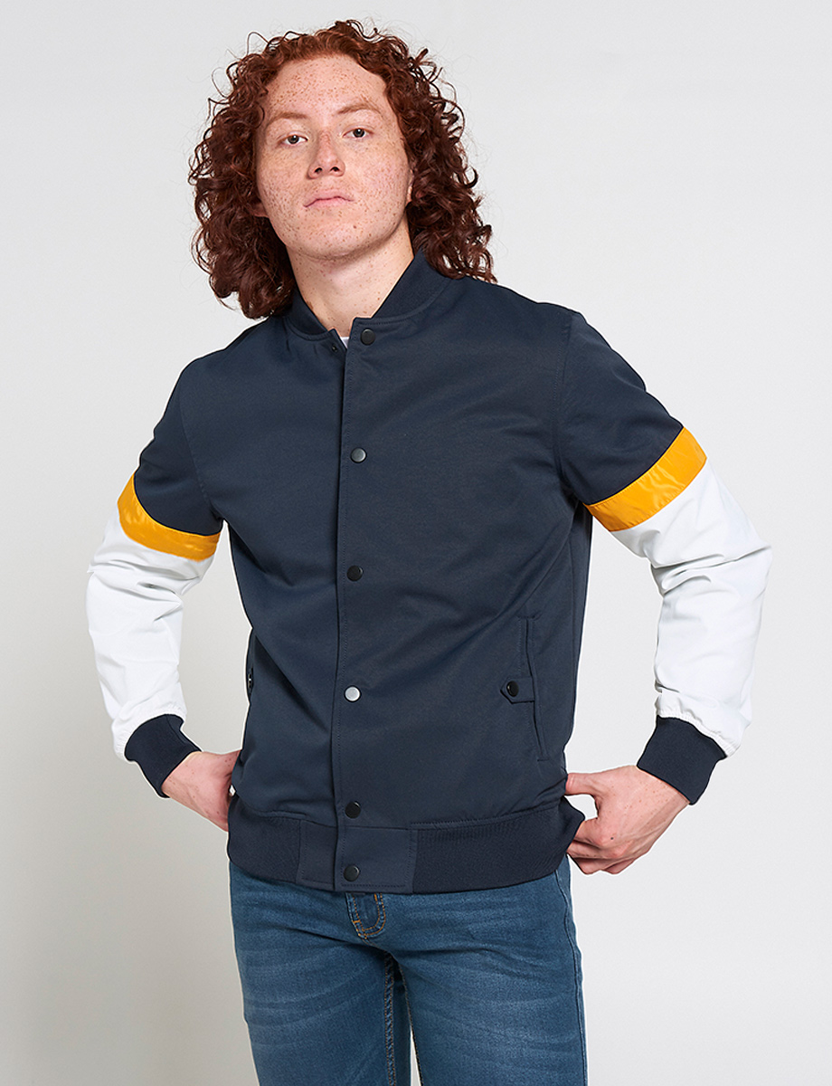 Chaqueta Bomber con Cortes de Color