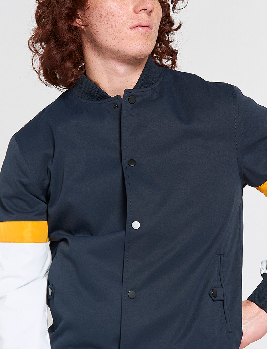 Chaqueta Bomber con Cortes de Color