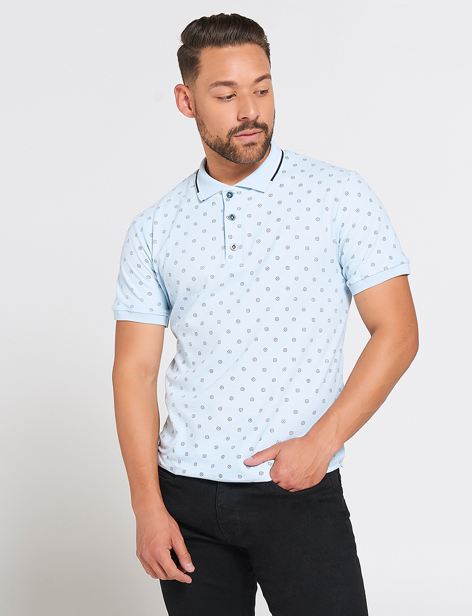 Polo Celeste con Prints