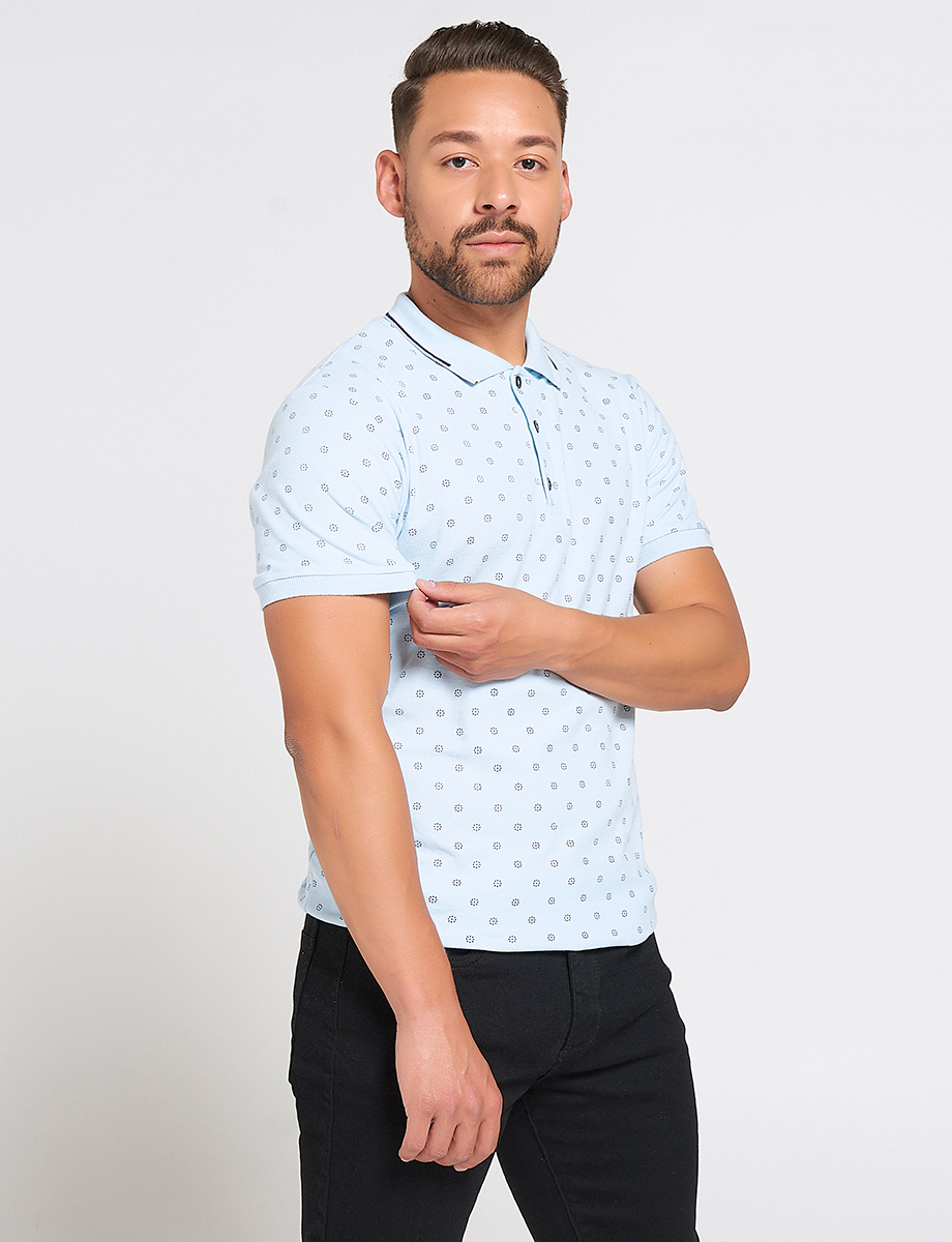 Polo Celeste con Prints