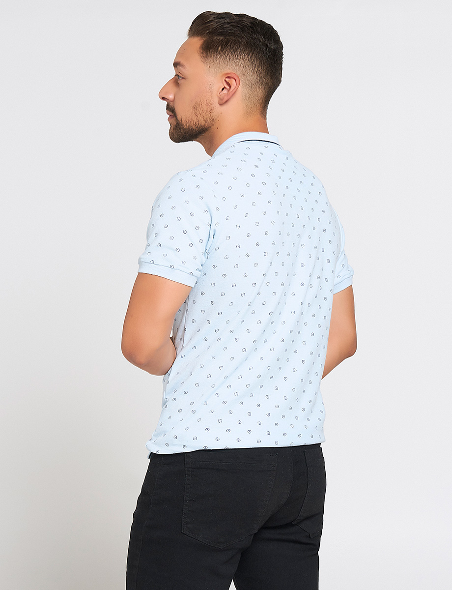 Polo Celeste con Prints