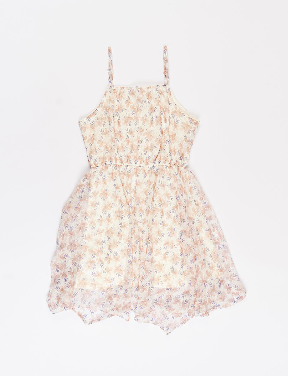 Vestido esc Floreado Doble Capa