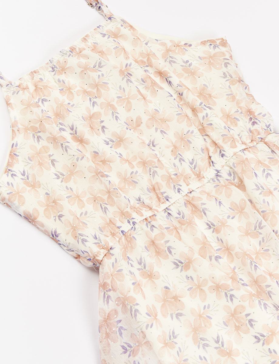 Vestido esc Floreado Doble Capa