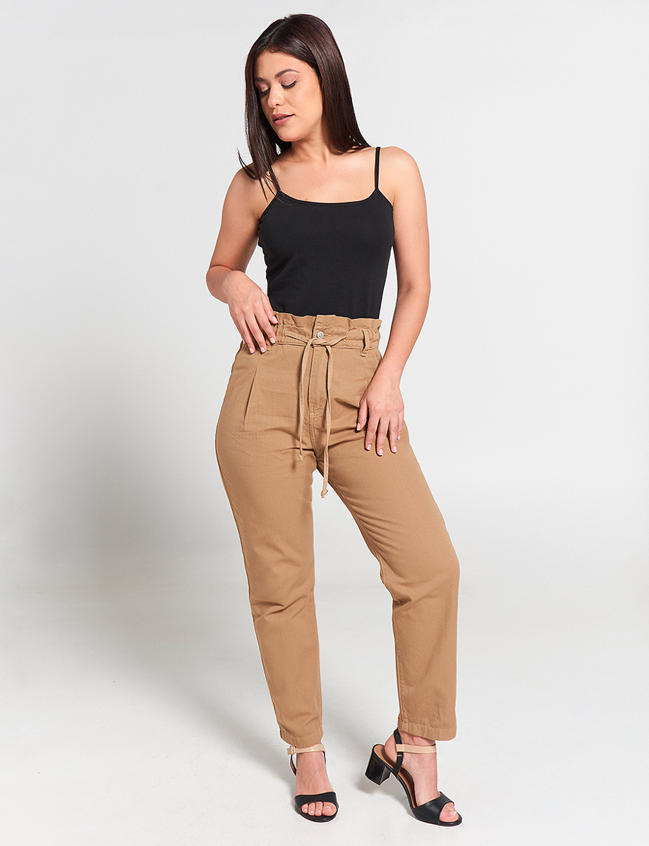 Pantalón Regular Paper Bag Kaky