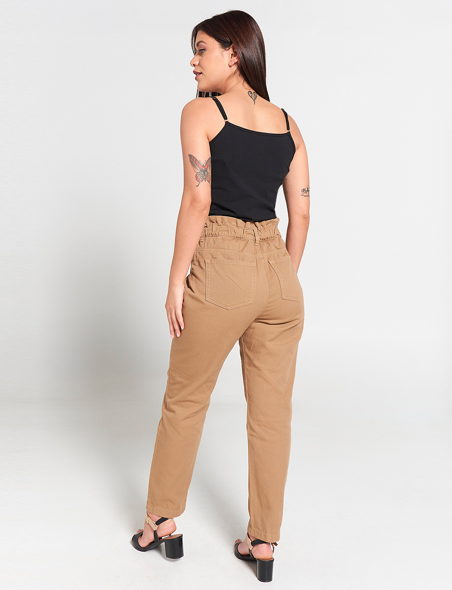 Pantalón Regular Paper Bag Kaky