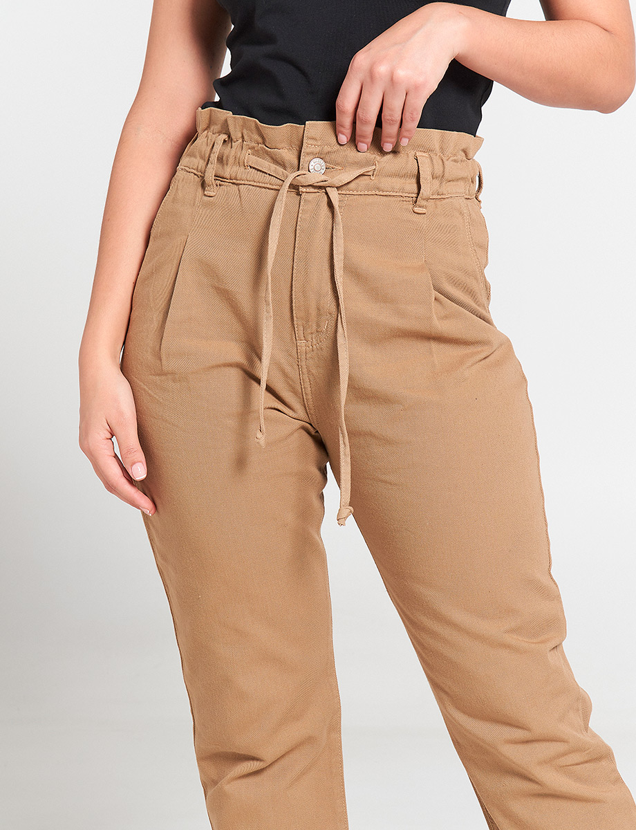 Pantalón Regular Paper Bag Kaky