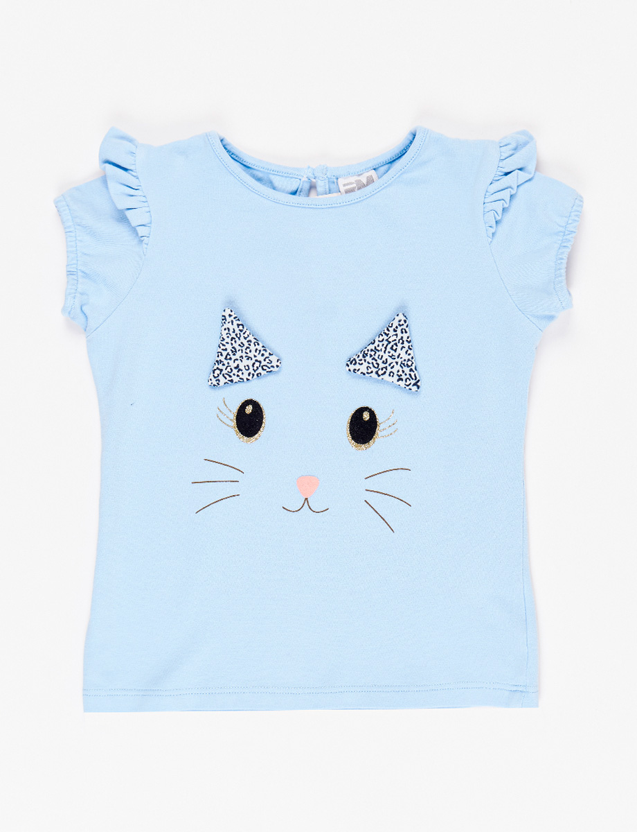 Camiseta Gato Celeste