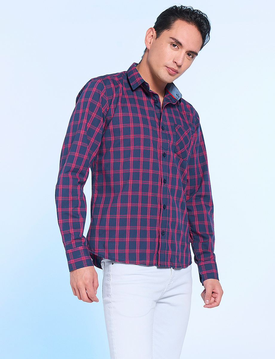 Camisa a Cuadros Manga Larga Azul/Rojo