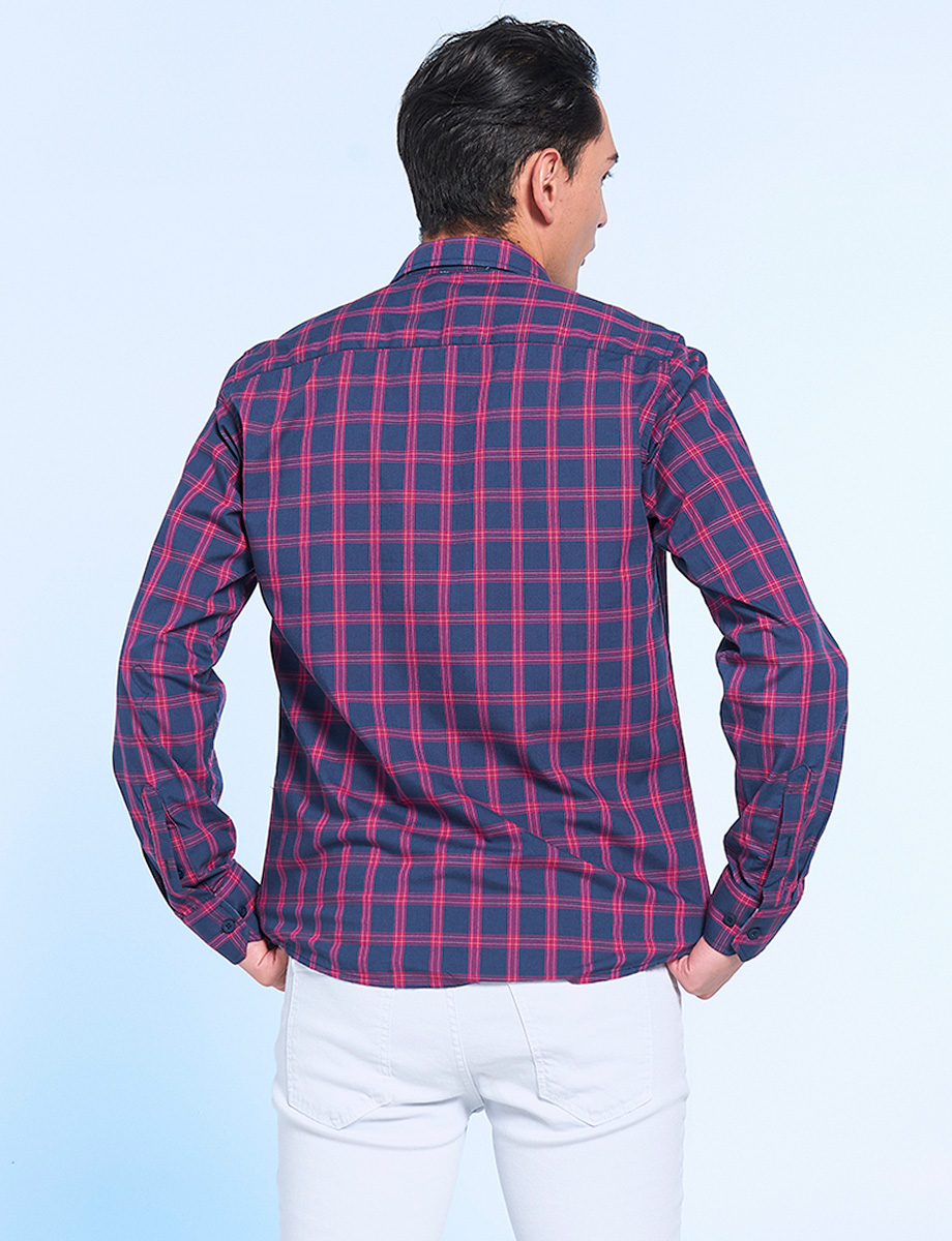 Camisa a Cuadros Manga Larga Azul/Rojo