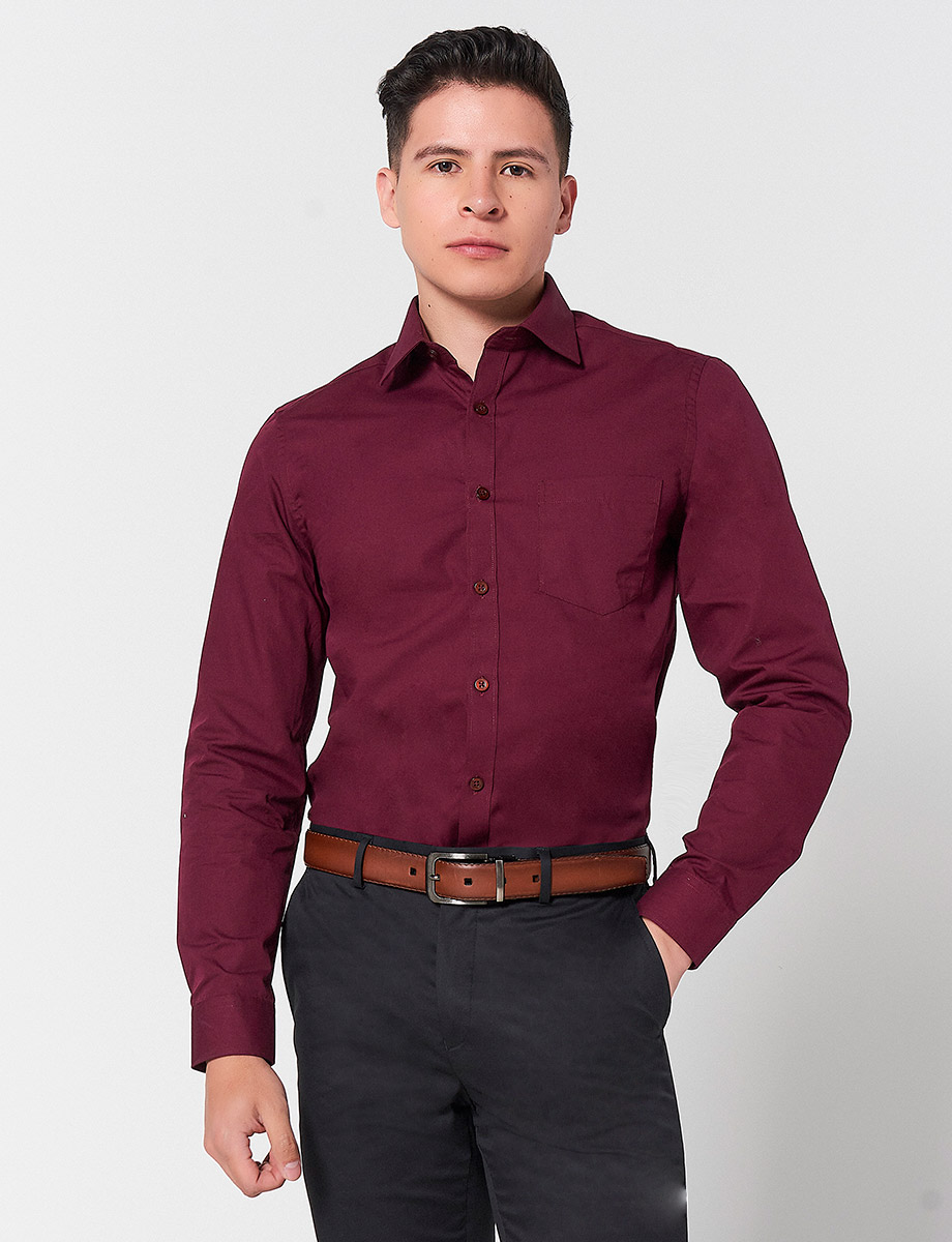 Camisa Slim Fit Vino CAMISAS CAMISAS MODA HOMBRE HOMBRES