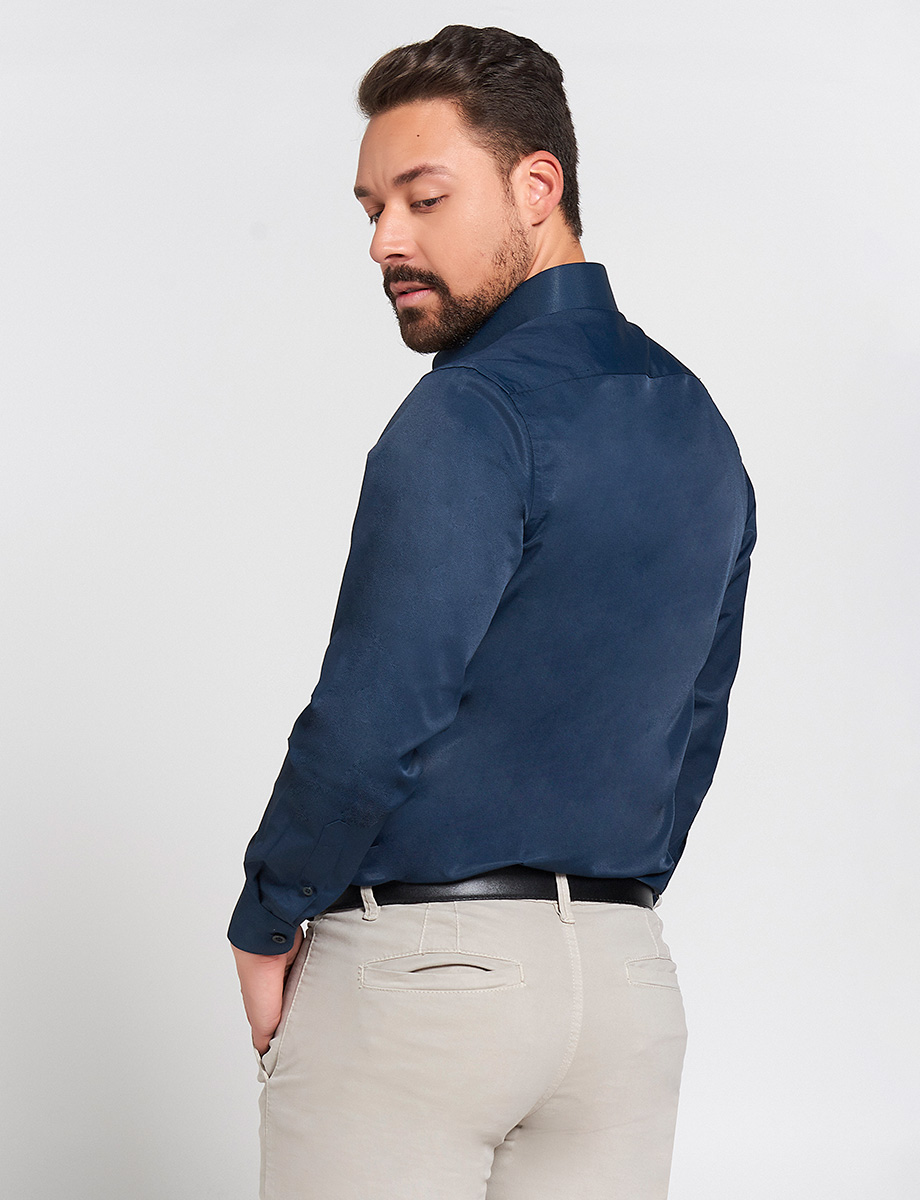 Camisa Twill Azul con Bolsillo