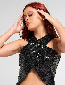 Top Lentejuelas con Cruce Frontal Negro