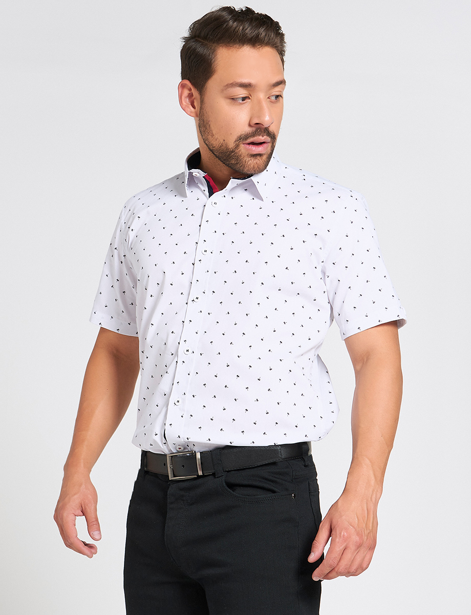 Camisa Prints Palmeras Manga Corta