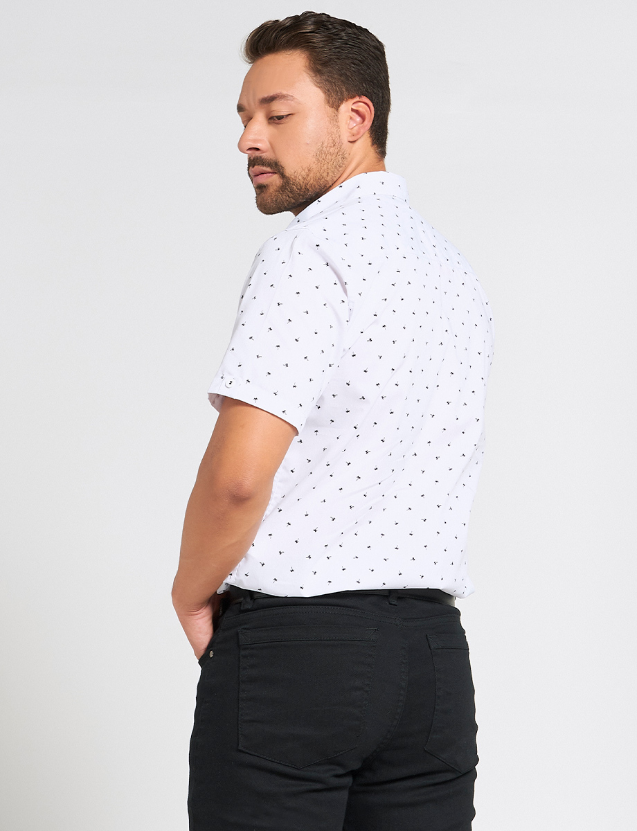 Camisa Prints Palmeras Manga Corta