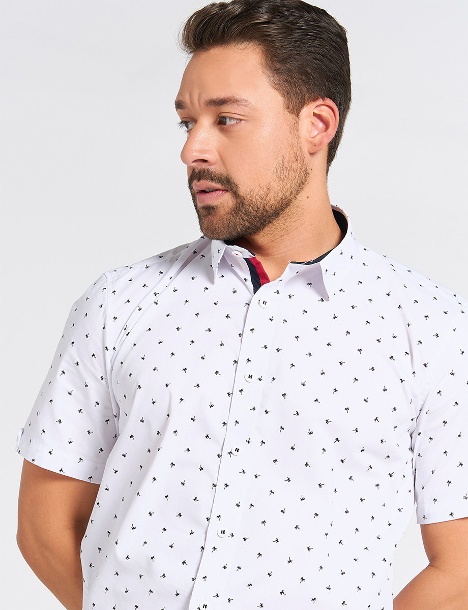 Camisa Prints Palmeras Manga Corta
