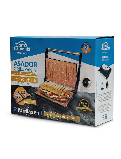 Sanduchera Parrilla Panini Antiadherente | Home Elements