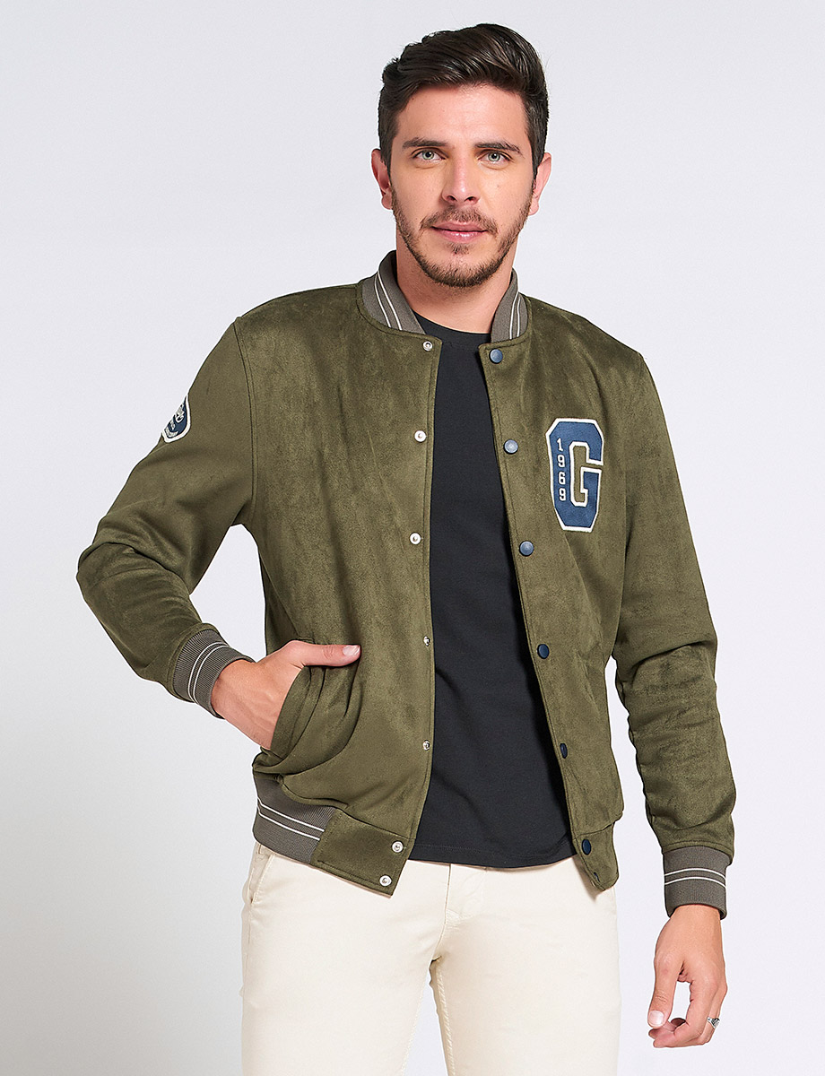 Chaqueta Bomber Color Verde Militar Para Hombre