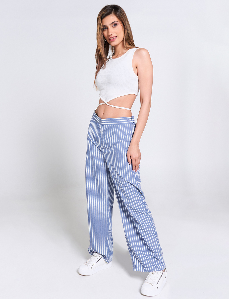 Pantalón Palazzo a Rayas Azul