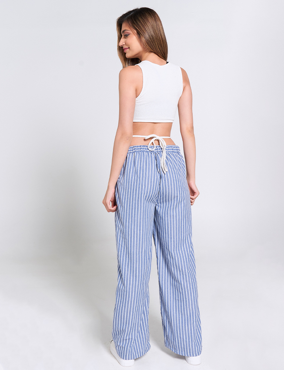 Pantalón Palazzo a Rayas Azul