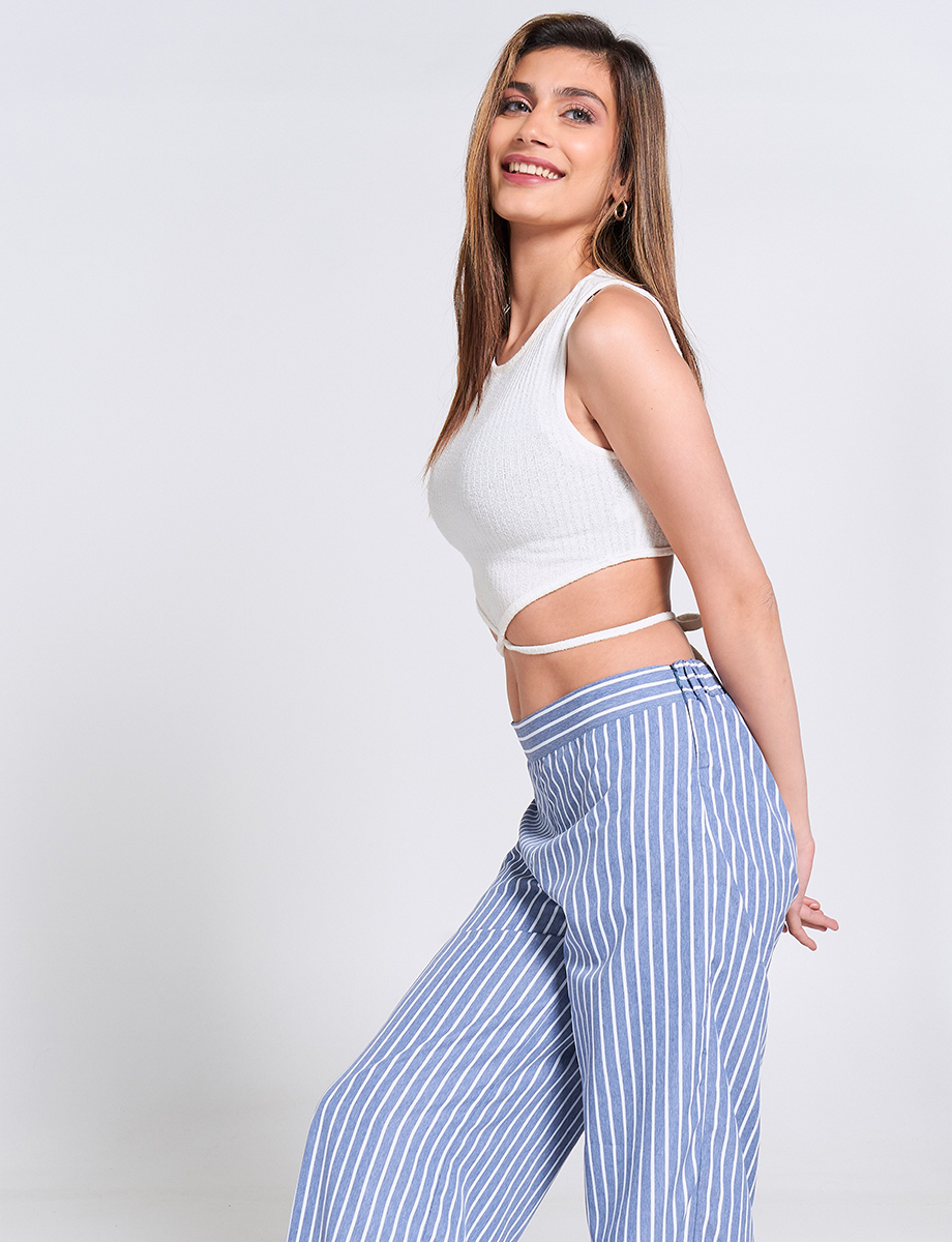 Pantalón Palazzo a Rayas Azul
