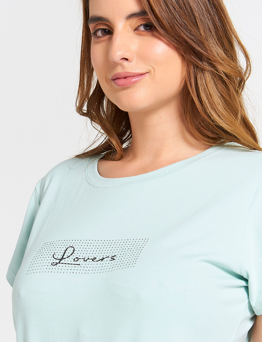 Camiseta Verde agua Manga Tulipán