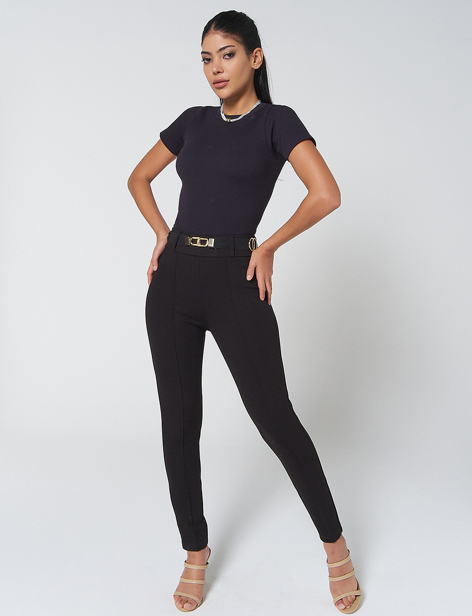 Leggins Negro con Cinturón, JEANS Y PANTALONES, JEANS Y PANTALONES, MODA  JUVENIL, MUJERES