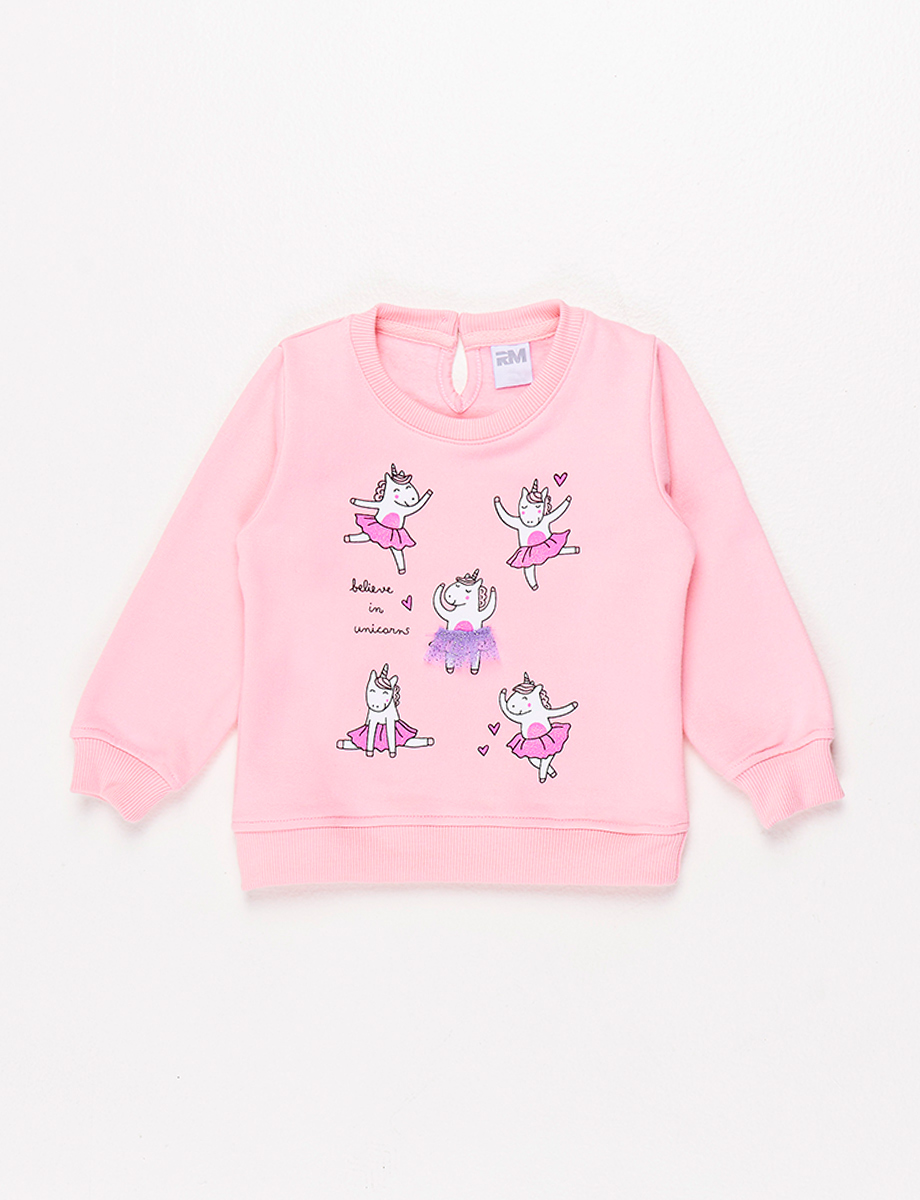 Buzo Estampado Unicornios Rosado