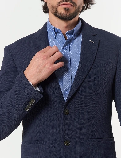 Blazer con Textura Azul Marino