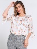 Blusa Estampada Flores Cuello Redondo