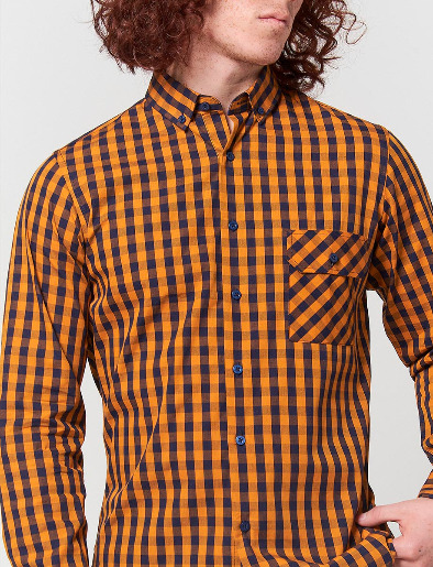 Camisa a Cuadros Naranja/Azul