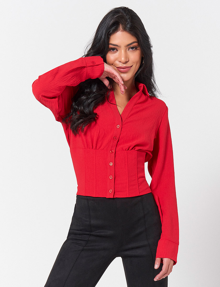 Blusa con Corset Rojo