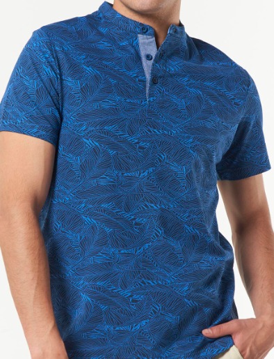 Camiseta Polo Hojas Azul